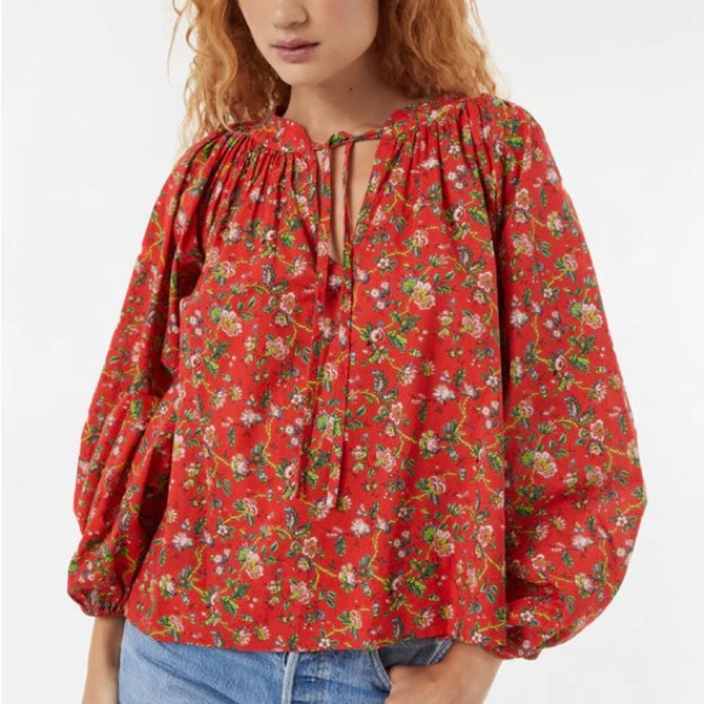 $265 NWOT Rhode Rafael Top in Red Fleur Mini Sz Small S